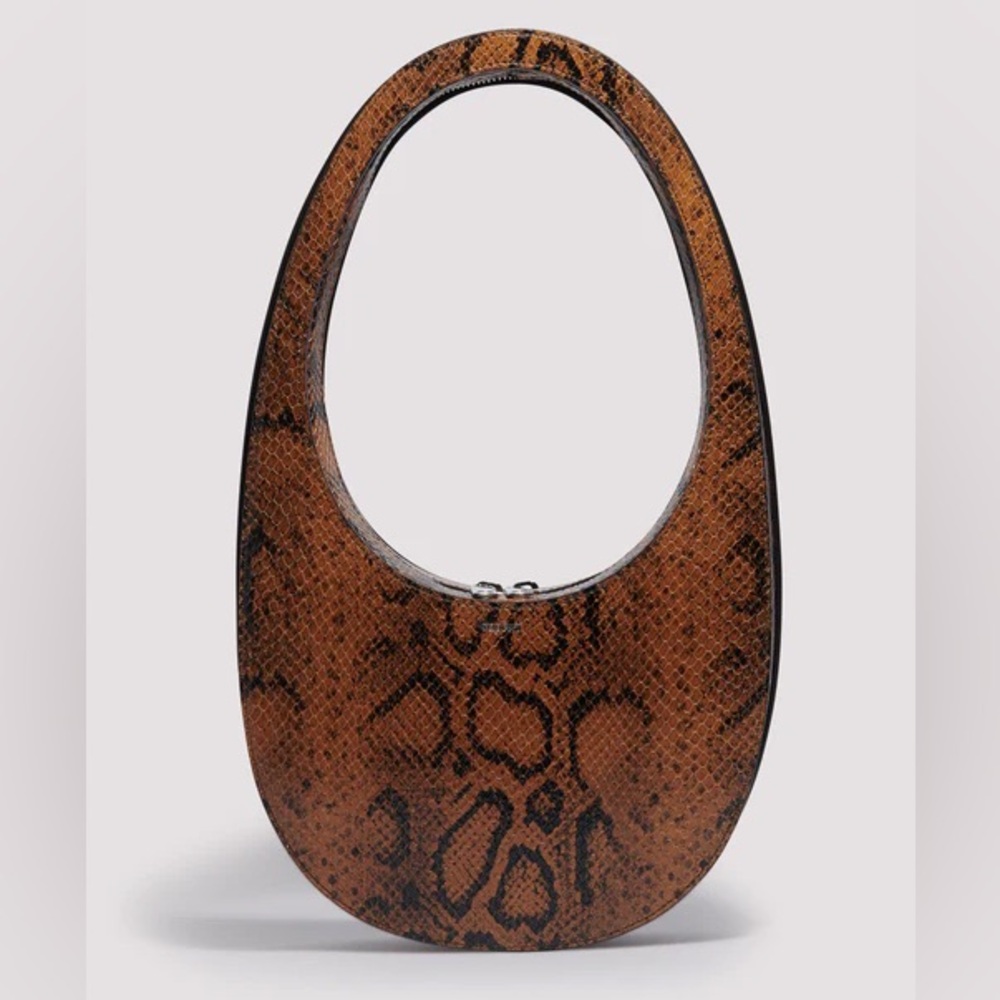 Coperni Brown Snake Print Leather Swipe Bag